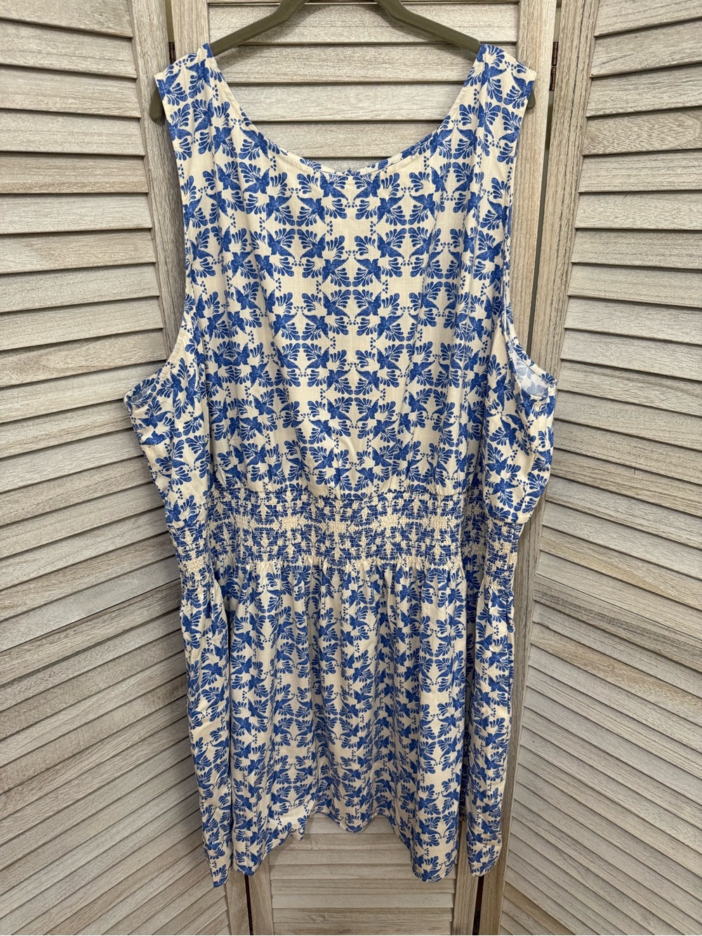 Universal Thread Blue & White Bird Print  Dress